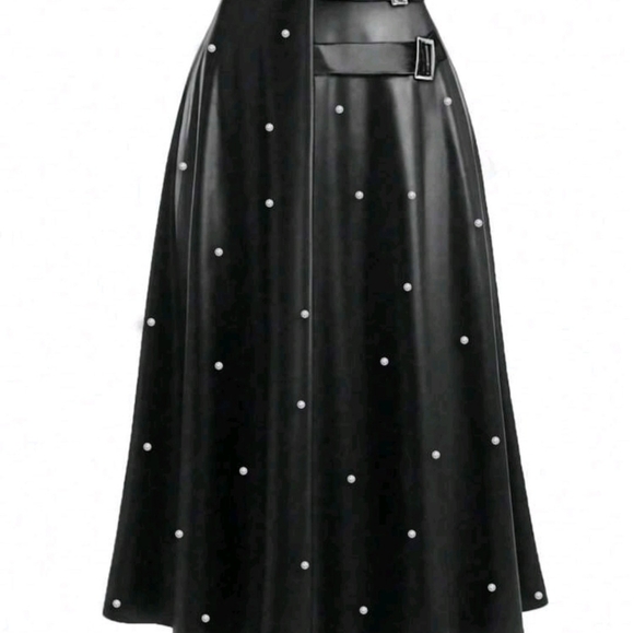 Brand new faux leather pearl midi skirt - Picture 6 of 8